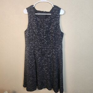 Talbots Sleeveless Charcoal Gray Tweed Dress Size 14 (5512)